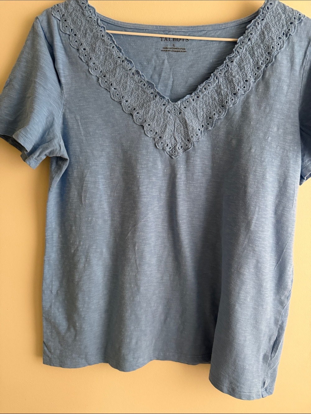 2 for $20. Talbots Light Blue Eyelet V-Neck Short Sleeve Tee